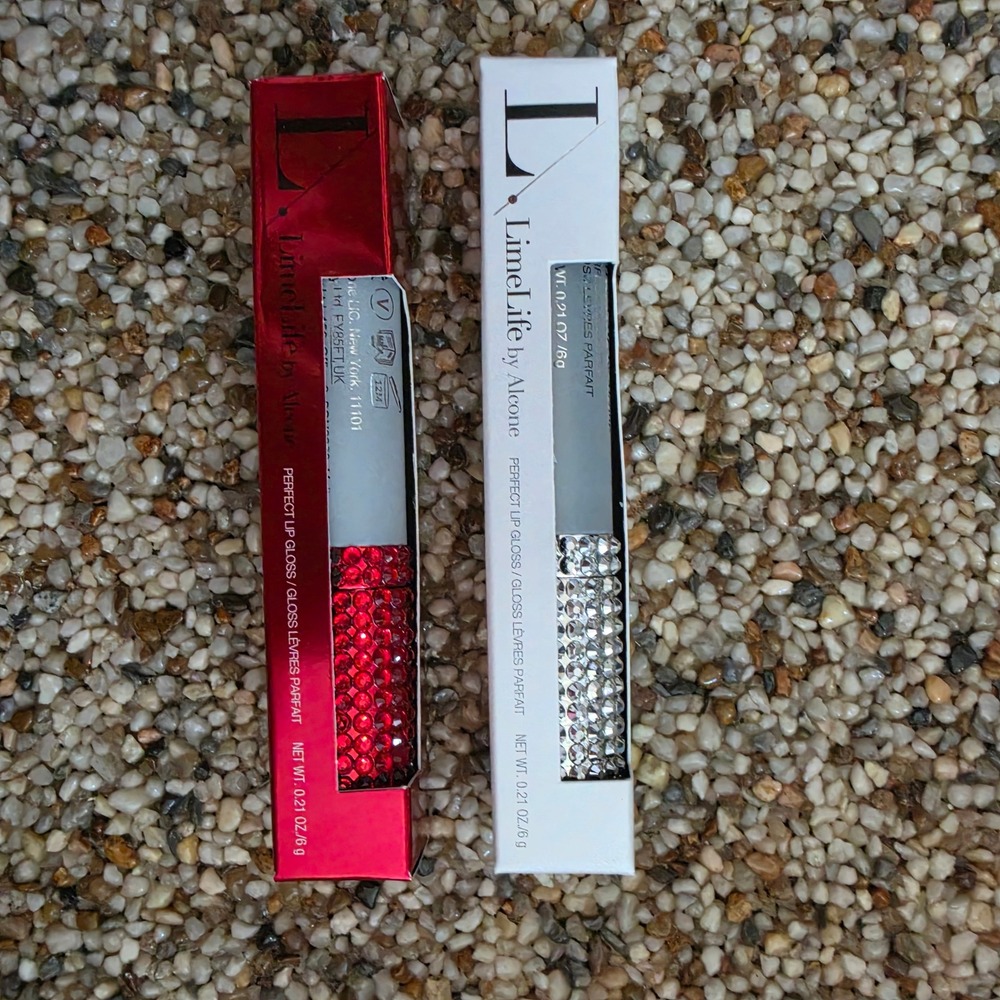 LimeLife by Alcone Perfect Lip Gloss Set 2 Shine Jeweled Cap 0.21oz Each NIB